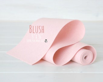 100% Merino Wool Felt Roll- 5" x 36" Roll- Wool Felt Color Blush-4100 - Soft Pink Color Wool Felt - Pure Merino Wool Felt - Blush Wool Felt