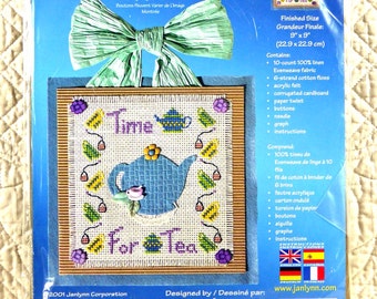 Teapot, Cross Stitch Craft Kit, Janlynn 57-206, Felt Like Stitchin, Time For Tea, 9 x 9