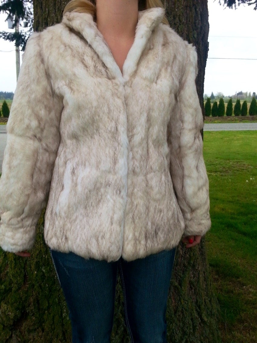 Real Fur Coat / White fur jacket / by Cheapvintagefashion