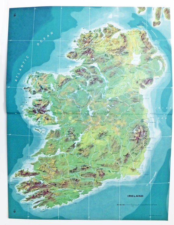 Ireland decor map, Vintage Ireland, home Large Emerald of Irish Map vintage Map Isle, ireland Ireland decor map, Vintage Ireland, home Large Emerald of Irish Map vintage Map Isle, ireland