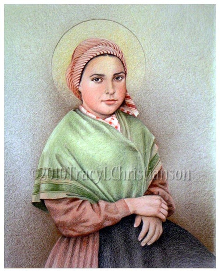 St. Bernadette Soubirous Art Print Catholic by PortraitsofSaints