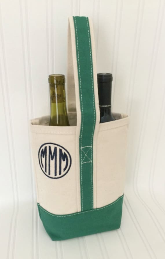 Monogrammed Canvas Wine Tote Bag Picnic