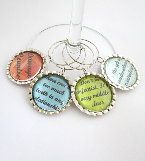 Items similar to Downton Abbey Wine Glass Charm Dowager Countess Advice Quotes on Etsy