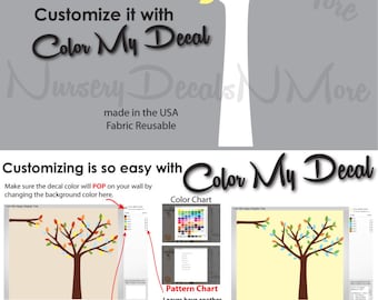 White Tree Wall Decal, Large Tree Decal for Nursery (Yellow Gray) RTO, Cheap Tree Wall Decal