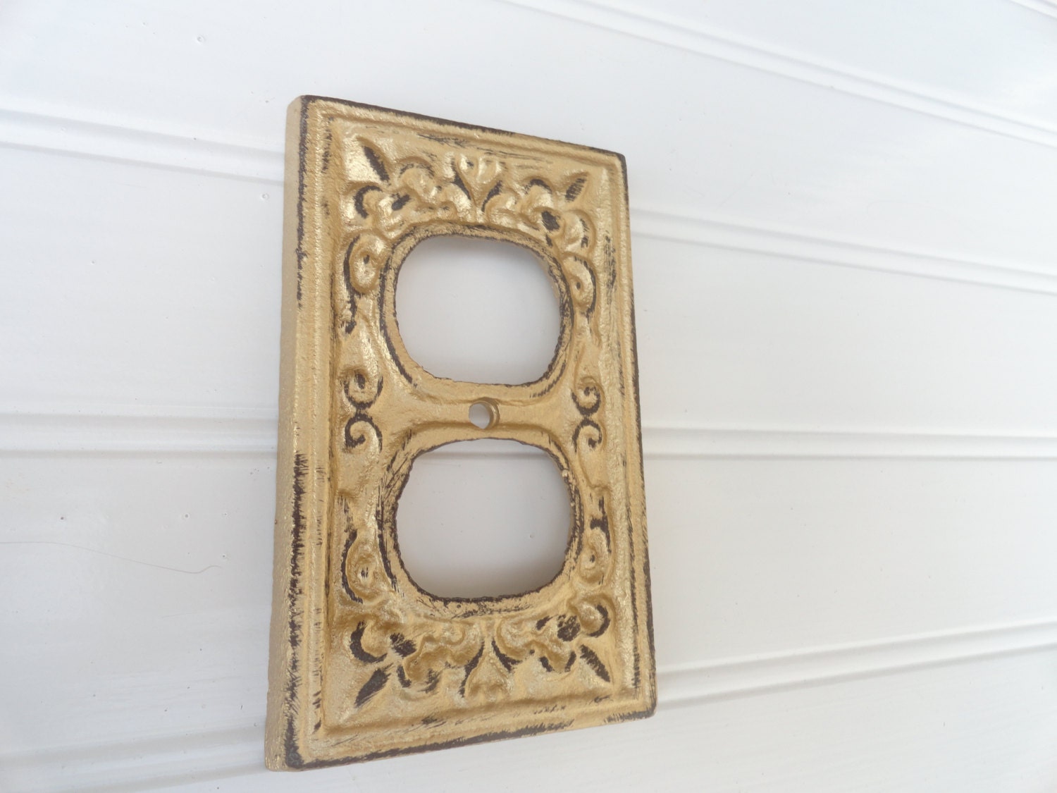 Outlet Cover Socket Plate Cover Gold Switchplate By Junkintime