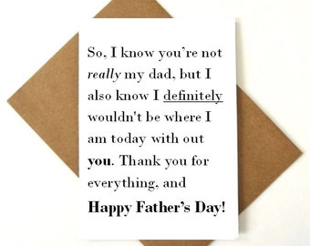 Father's Day card for step dad, like a father, happy fathers day