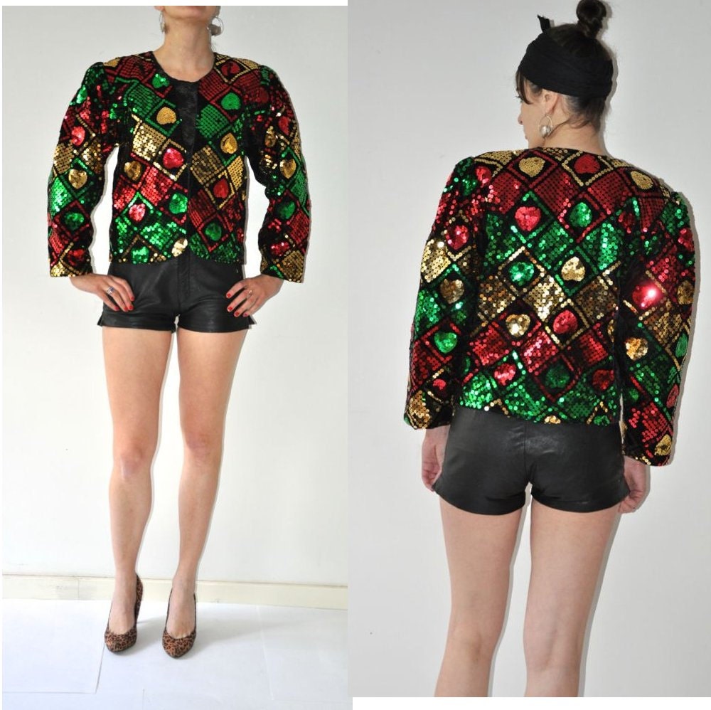 Vintage 80’s Black Sequin Velvet Jacket Haute Juice