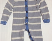 Baby Onesie, Baby Grow, Sleep Suit, Striped Onesie, Hand Knitted, Body Suit, Unisex 0-3 months, Matching Beanie Hat