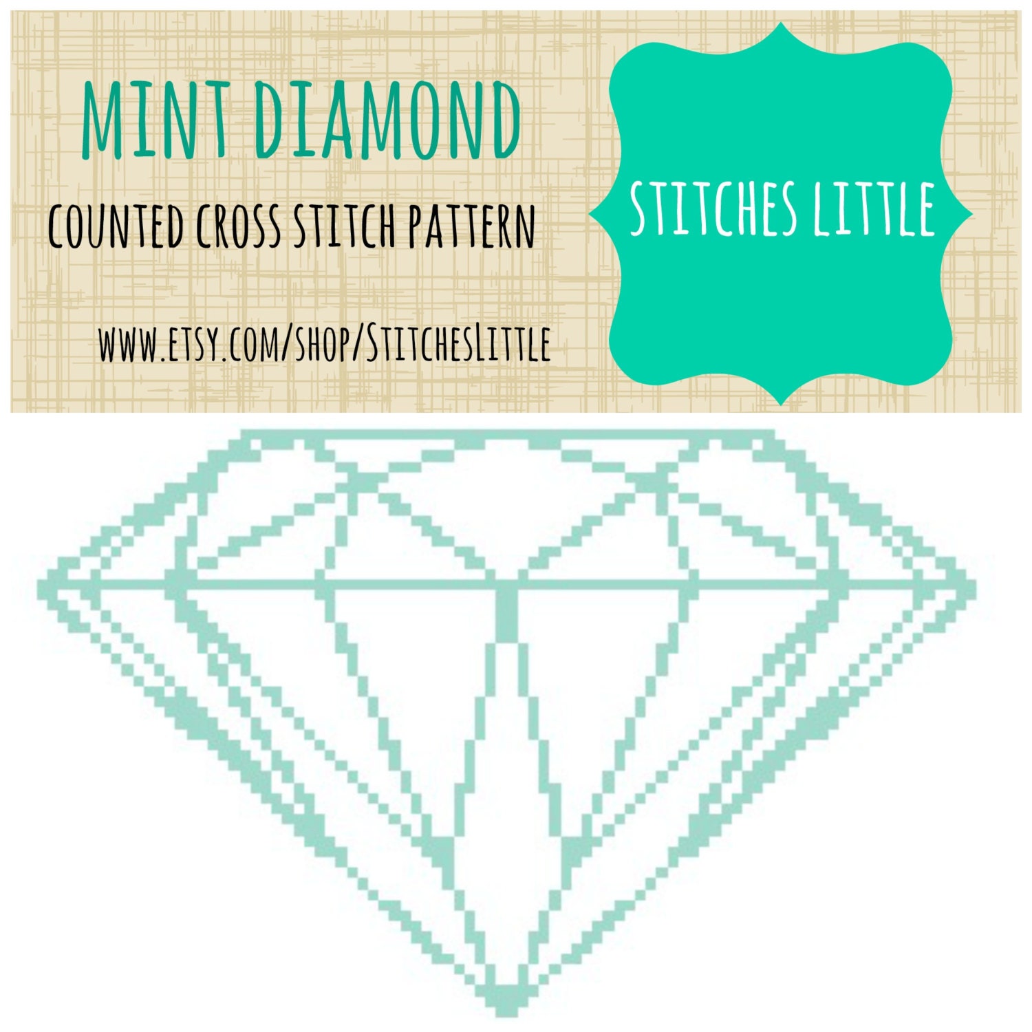 Diamond Cross Stitch Pattern Modern Cross by StitchesLittle