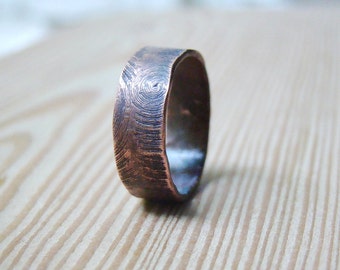 Mens wedding Band Mens ring, wood texture ring, man jewelry, men ring, mans ring
