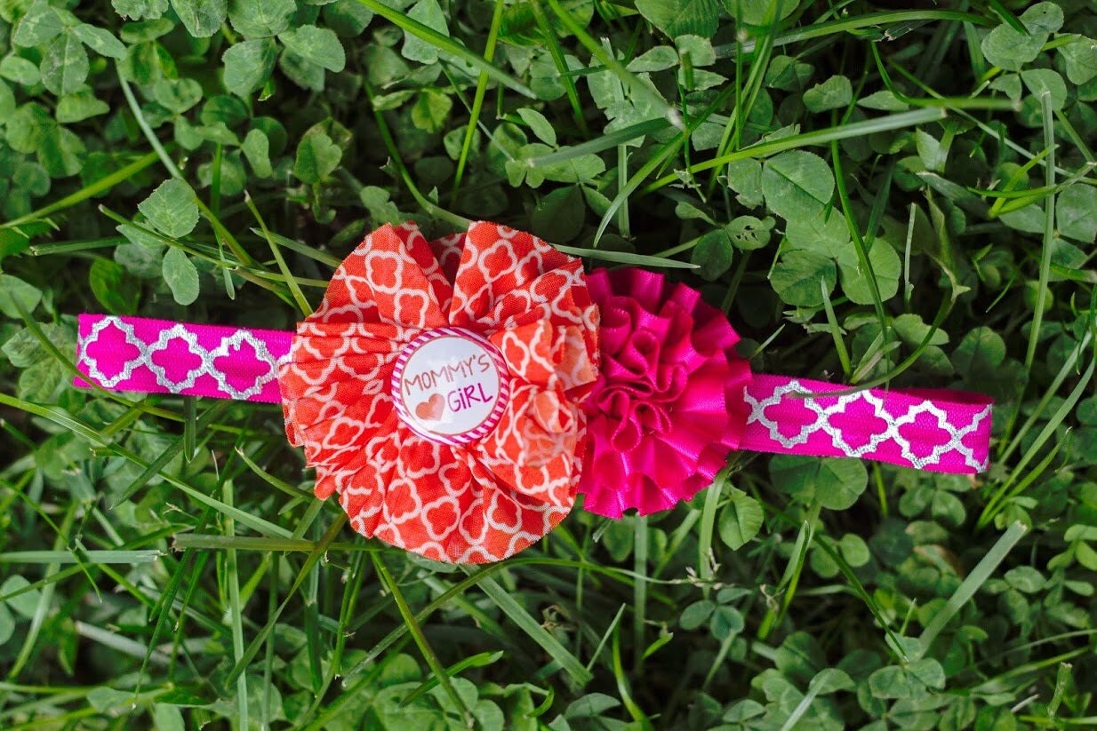 Mommy’s Girl Headband, Orange Baby Headband, Fuchsia Orange Headband