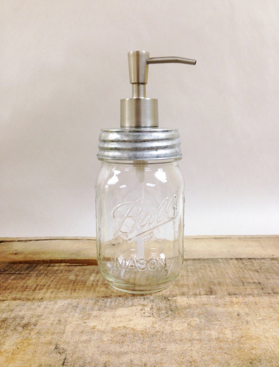 Mason Jar Soap Dispenser with Metal Lid and Pump