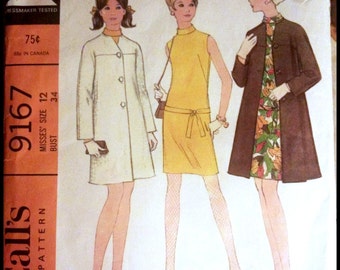 McCall's 9167 Misses' Ensemble Dress And Coat Bust 34" UNCUT