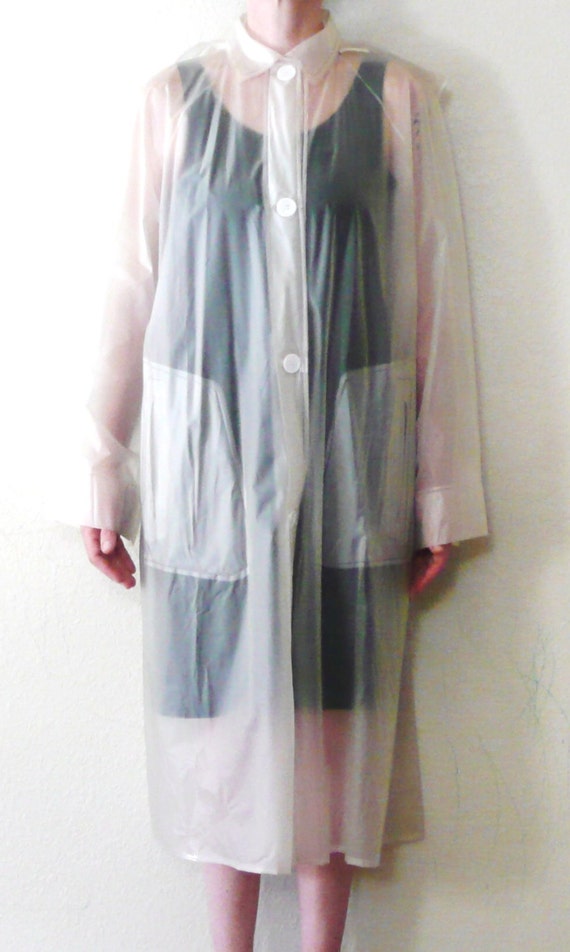 Vintage 60's Clear Vinyl button up Raincoat with
