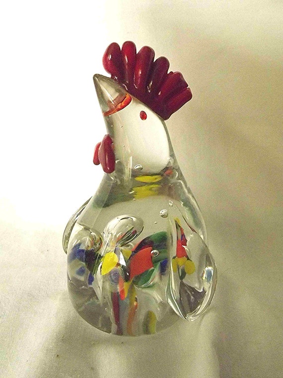 Vintage Murano Glass Rooster Glass Figurine Hand By Nanisgarden