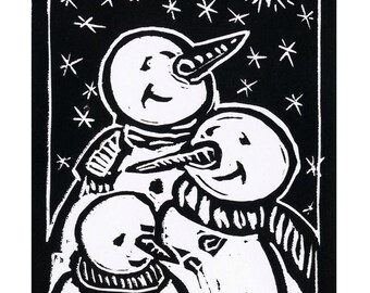 Items similar to Snow King Hand Pulled Linocut on Etsy