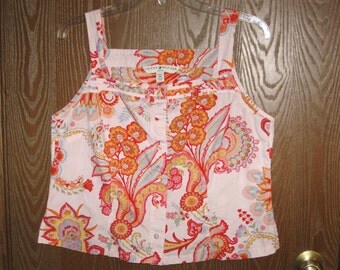 Womens Tommy Hilfiger 14 Petite 1970's Style Paisley Print Camisole Top