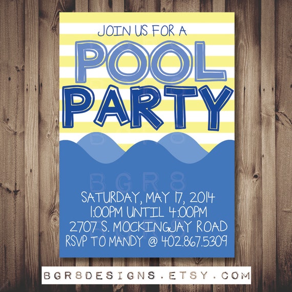 Items similar to POOL PARTY Invitation! DIY Printable digital file ...