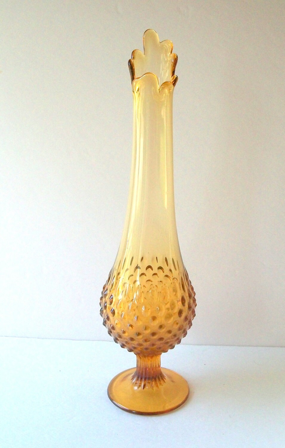 Vintage Fenton Swing Vase 1960's Amber by UnusualFindsnDesigns