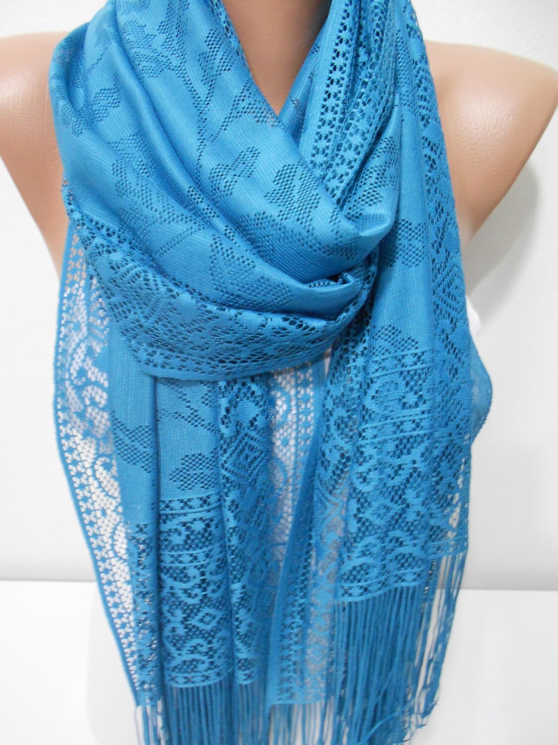Teal Blue Scarf Shawl Tulle Scarf Teal Wedding Scarf