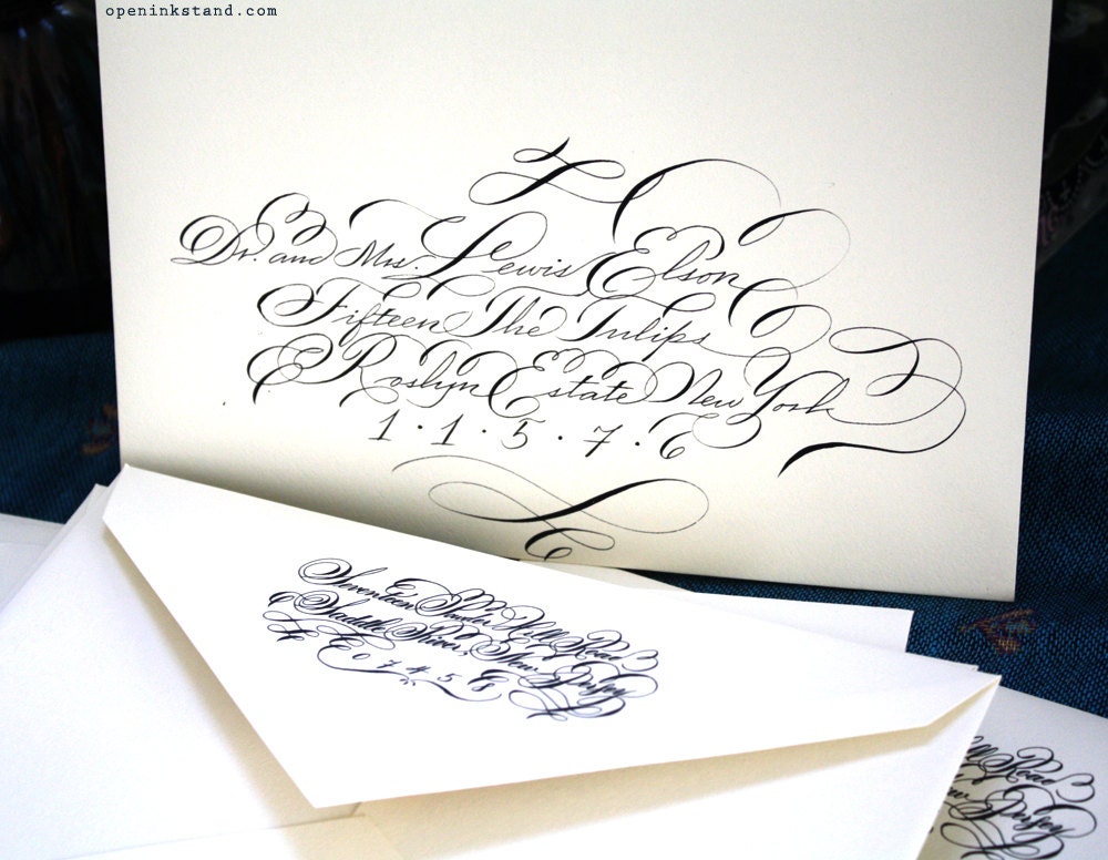 FAIRYTALE SCRIPT Calligraphy Envelope Address Greeting Wedding Flourish ...