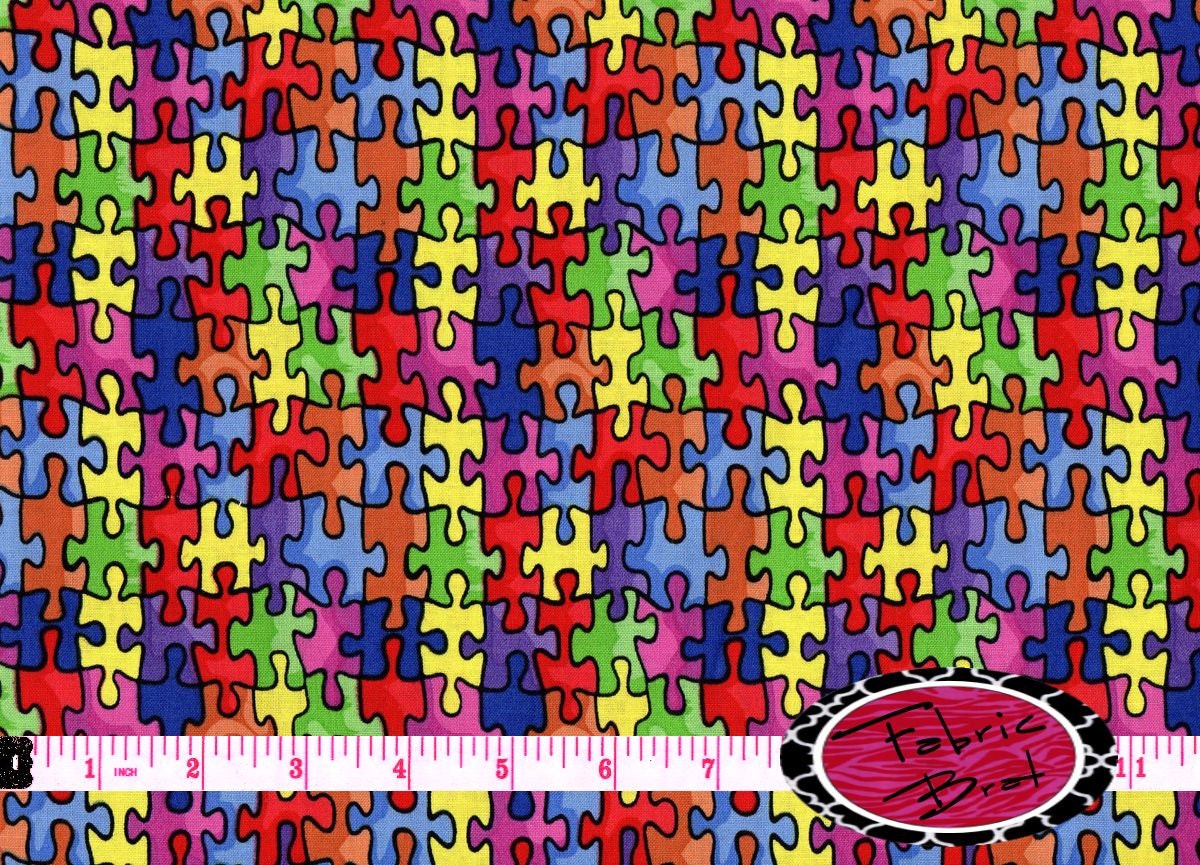 AUTISM AWARENESS Fabric by the Yard Half Yard or Fat Quarter