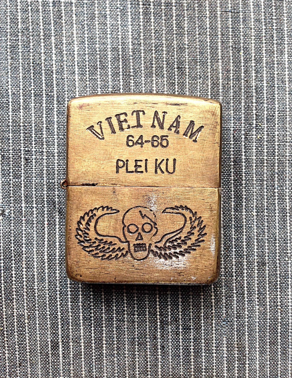 Vintage Genuine Vietnam War Era Engraved Zippo Lighter Winged