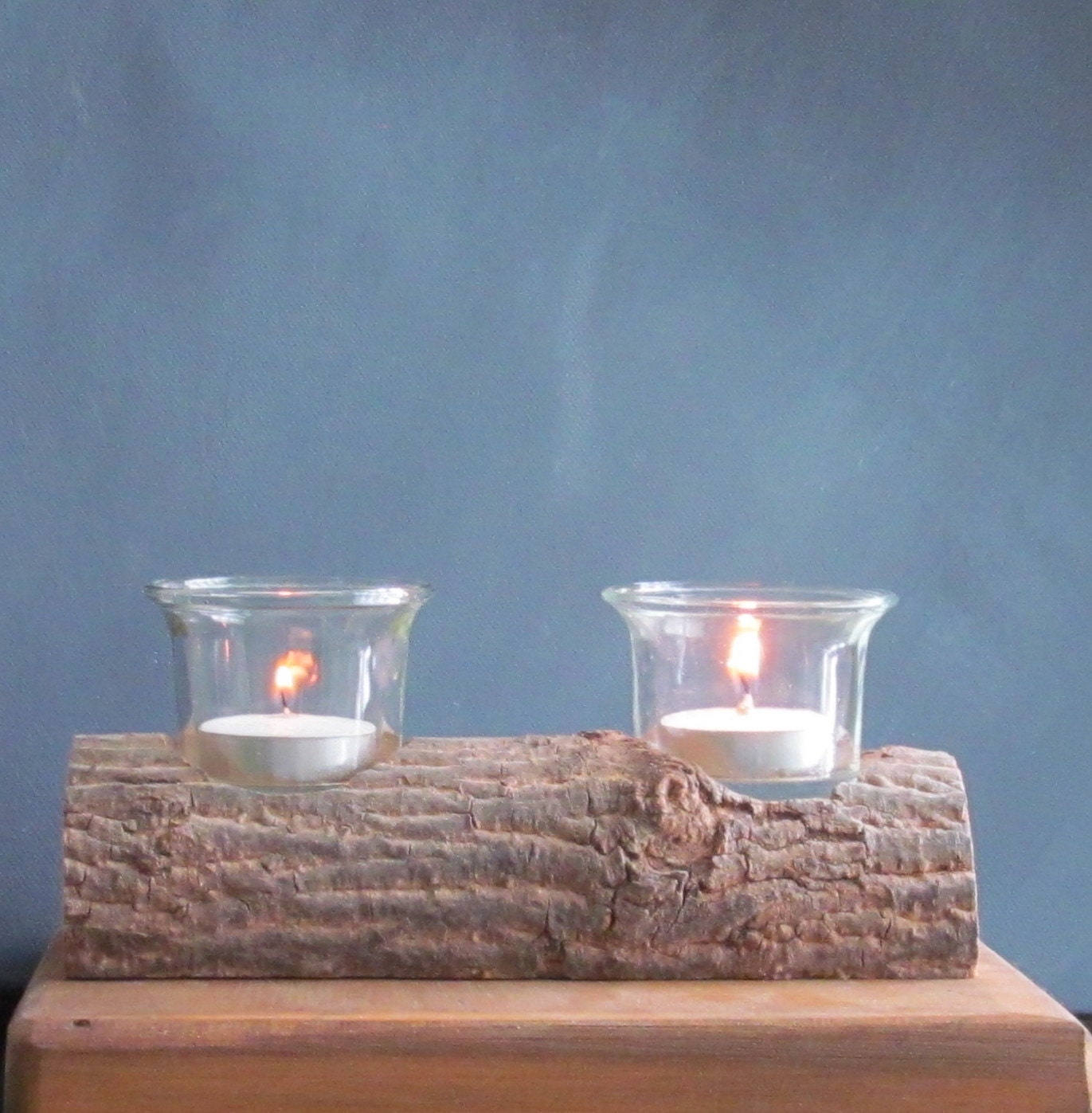 Rustic Log Candle Holder Wood Candle Holder Log Tealight