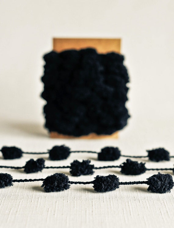 decorative trim pom pom Novelty Vintage Twine Pom Black Yards Halloween   in Pom 6 Garland