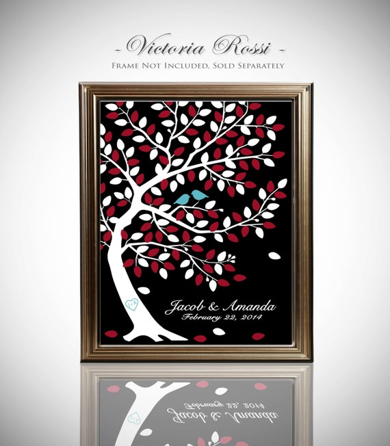 Wedding Tree Guest Book // Wedding Guest Book Tree // Personalized Wedding Print // Canvas or Matte Print 100-150 Guests // 16x20 Inches by WeddingTreePrints