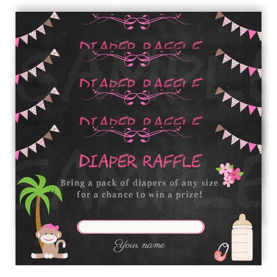 Items Similar To Pink Monkey Diaper Raffle   Monkey Baby Shower   Pink