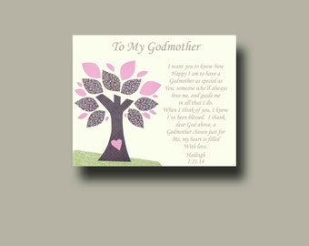 Godmother gift - Godparent Gift - Personalized gift for Godmother - Gift from Godchild - Godmother Keepsake, Godmother Christening - TREE
