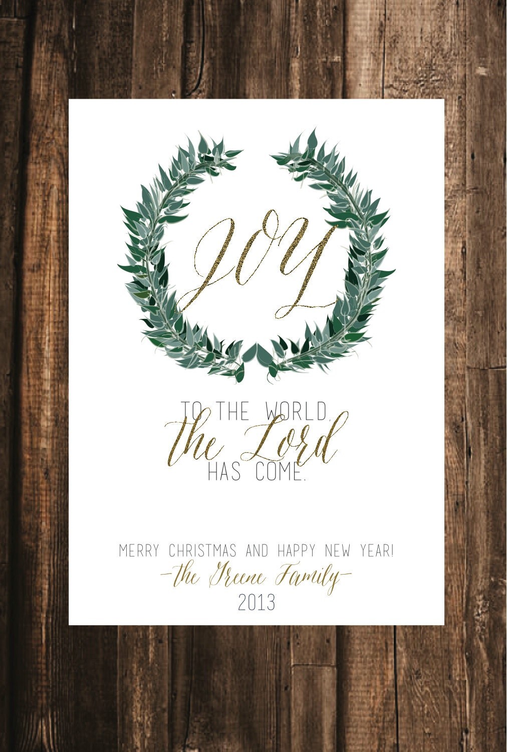Joy to the World Christmas Card // 5x7 DIY Printable // Christian Christmas Card, Rustic Christmas Card, Religious Christmas card