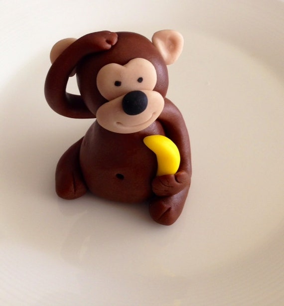 Cute monkey fondant cake topper by MyArtisanBakery on Etsy