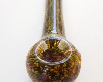 Black, Yellow & Red Frit Inside Out Hand Blown Tobacco Pipe