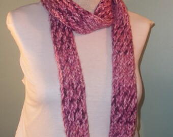 Purple and White Infinity Scarf, Knit Loop Scarf, Womans Circle Scarf, Neckwarmer, Teens Infinity Scarf, Purple Loop Scarf - Ready to Ship