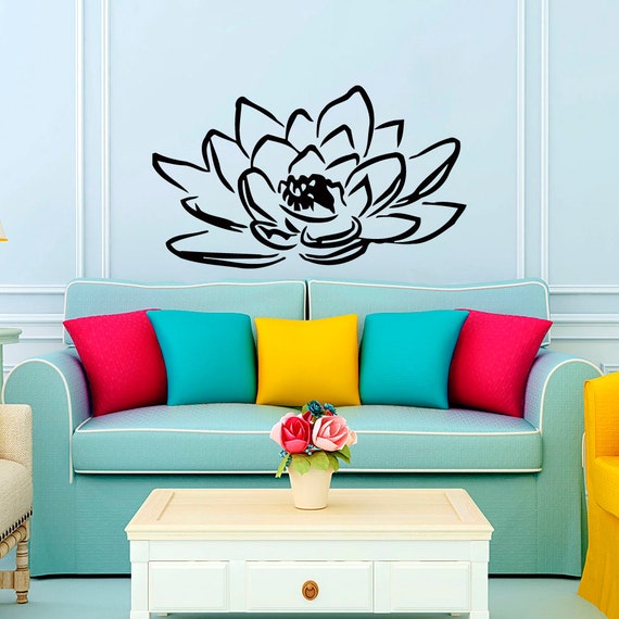 Wall Decals Lotus Flower Decal Vinyl Sticker Floral Design