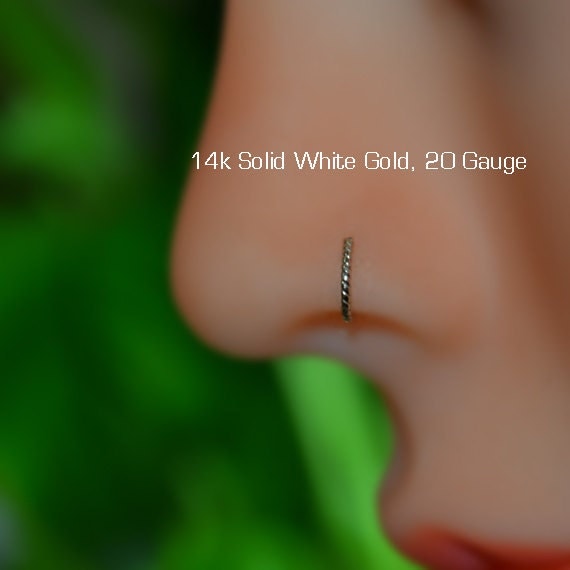 Solid Gold Nose Ring Hoop - Nose Stud - Tragus Earring - Cartilage Hoop Earring - Daith Earring - 20g Rook - Septum Jewelry - Conch Piercing