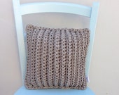 Crocheted Pillow, Beige, Nature Colors, Decorative Pillow, Square Pillow, Home Decor