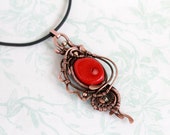 Wire wrapped jewelry - Сoral pendant -wire wrap pendant