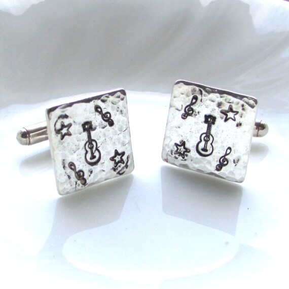 Let the music play fine silver cufflinks