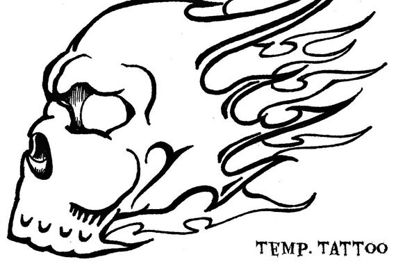 temporary tattoo set of 2 flame skull temporary tattoo set of 2 flame skull