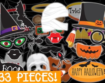 MEGA PACK Halloween Photo booth Props - PRINTABLE - 33 piece - Instant Download, Print, Party - Halloween Holiday Photobooth Paper Props Diy