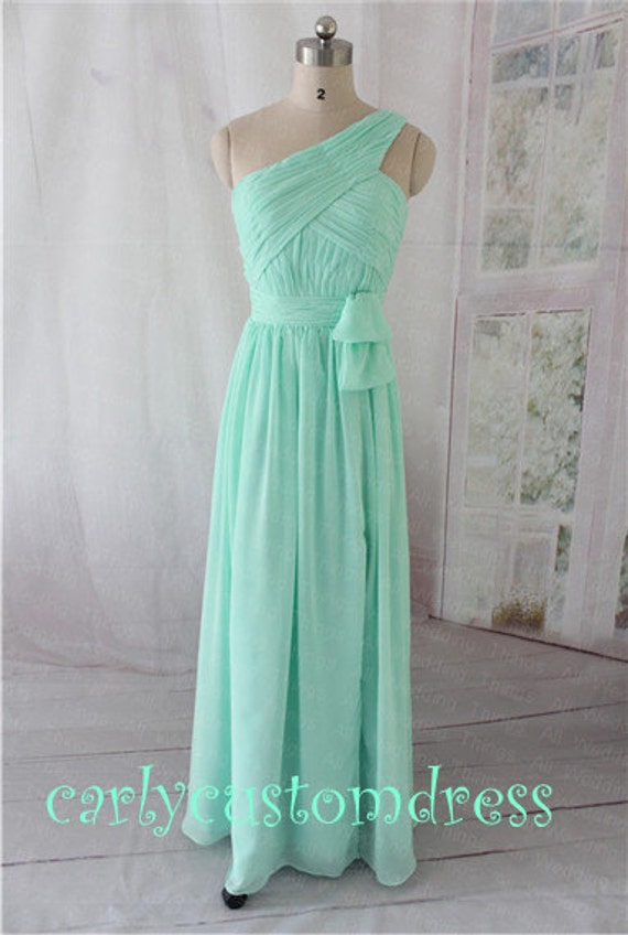 Mint Long Chiffon Bridesmaid Dress Cheap Coral Blue Peach Red Grey Black Prom/Homecoming/Party/Cocktail Dress Wedding Party Dress 2014