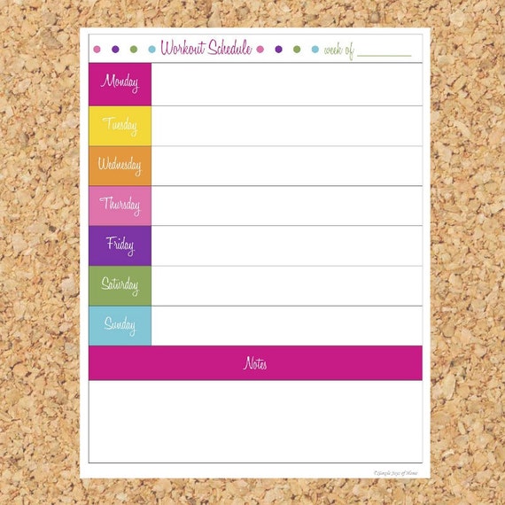 Items similar to Workout Schedule Printable PDF - Instant Download ...