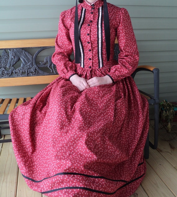 Custom pioneer Wild West Little House on the Prairie old fashioned dress women's reenacting--Caroline