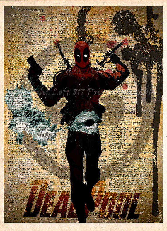  Deadpool  poster Deadpool  wall art Vintage  dictionary print
