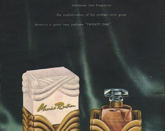 Original Maurice Rentner, Twenty One perfume ad 1940s from Vogue magazine 8 1/2 x 12 in. - beauty295