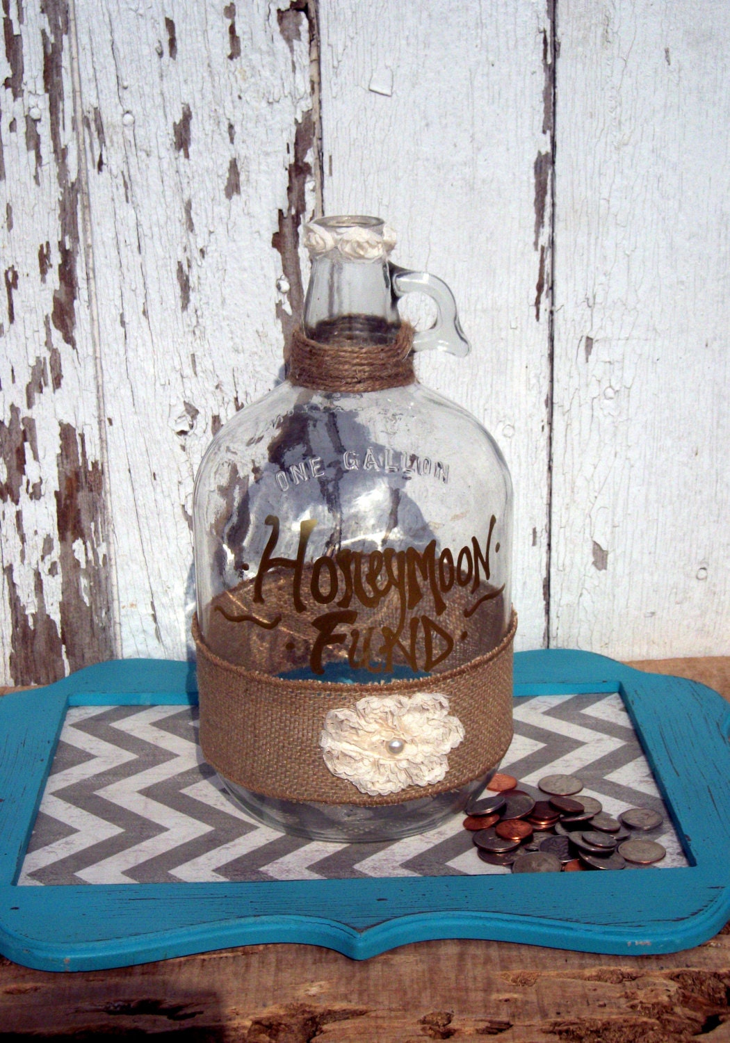 Wine Jug Honeymoon Fund Customizable Glass by IowaFarmLifeDreams