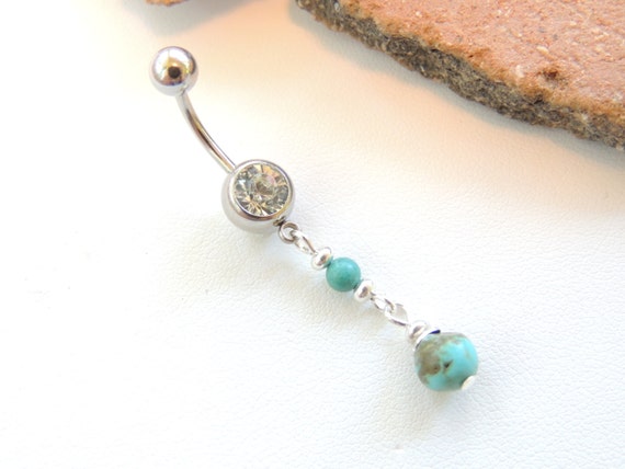 Natural Turquoise Belly Ring Belly Button By Seductivebodyworks